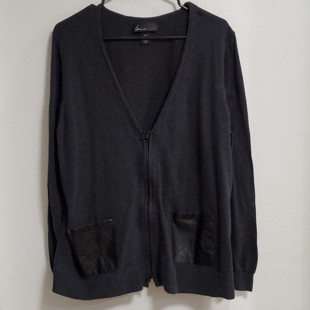Lane Bryant charcoal zip cardigan, size 22/24